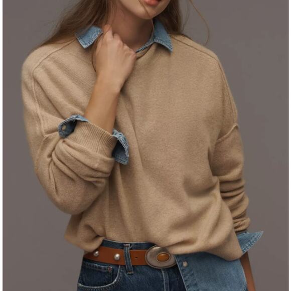 Pilcro “The Alani” Cashmere Mock-Neck Sweater – Camel...